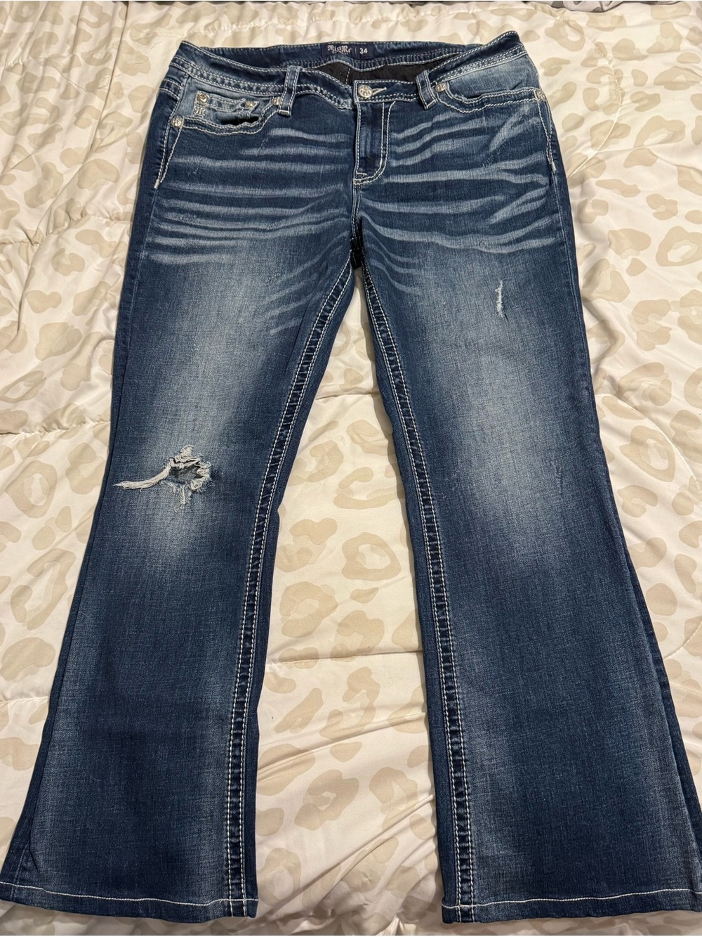 Miss Me Dark Blue Bootcut Jeans with Patriotic Sequin Pocket - Picture 9 of 10